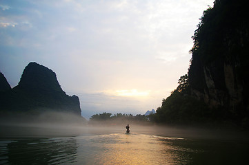 Image showing Beautiful Karst mountain landscape in Yangshuo Guilin, China