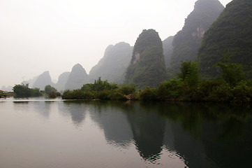 Image showing Beautiful Karst mountain landscape in Yangshuo Guilin, China