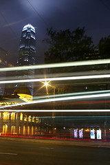 Image showing Traffic in Hong Kong at night