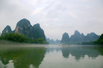 Image showing Beautiful Karst mountain landscape in Yangshuo Guilin, China