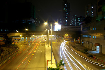 Image showing Traffic in city at night