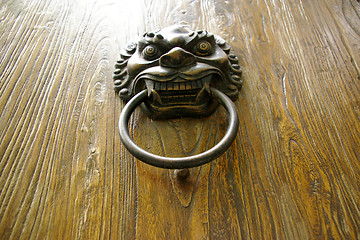 Image showing Lion on the Chinese door