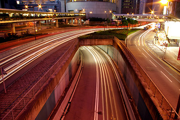 Image showing Traffic in Hong Kong at night