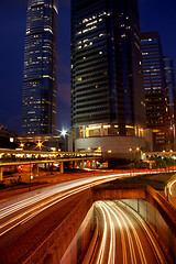 Image showing Modern traffic in Hong Kong at night