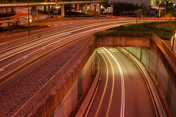 Image showing Traffic in Hong Kong at night