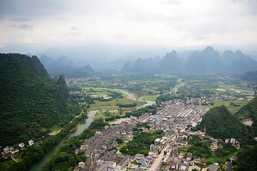 Image showing Beautiful Karst mountain landscape in Yangshuo Guilin, China 