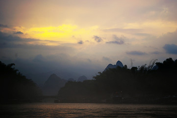 Image showing Sunrise at Yangshuo, China.