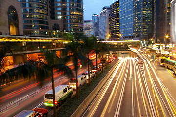 Image showing Traffic in Hong Kong at night