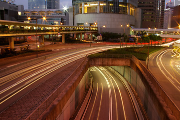 Image showing Traffic in modern city at night