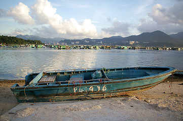 Image showing Coastal landscape with many boats in Hong Kong