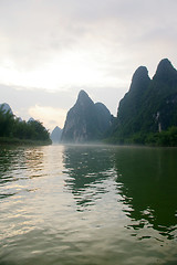 Image showing Beautiful Karst mountain landscape in Yangshuo Guilin, China