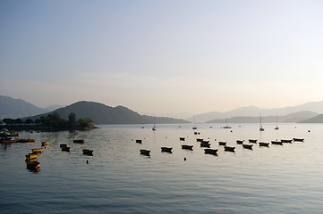 Image showing Coastal landscape at sunset