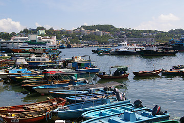 Image showing Cheung Chau sea view in Hong Kong, with fishing boats as backgro