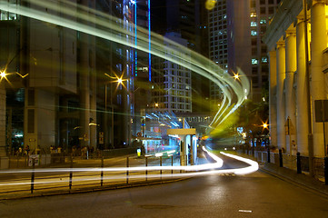 Image showing Traffic in Hong Kong at night