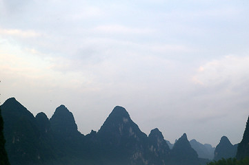 Image showing Beautiful Karst mountain landscape in Yangshuo Guilin, China