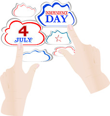 Image showing hand with speech cloud bubbles - united states theme