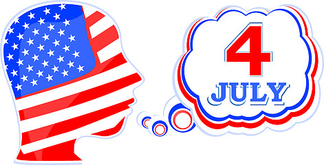 Image showing USA flag man with speech bubbles - independence day