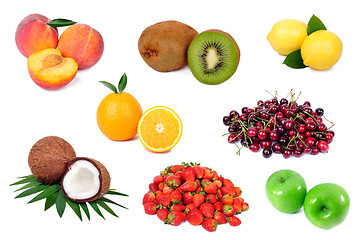 Image showing Set of fresh fruits isolated on white background