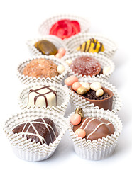 Image showing Assorted Chocolates Candy in Paper Basket