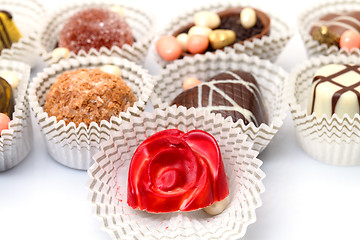 Image showing Assorted Chocolates Candy in Paper Basket