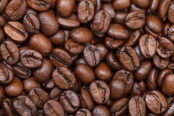 Image showing Background of Fresh Roasted Coffee Beans