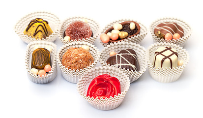 Image showing Assorted Chocolates Candy in Paper Basket