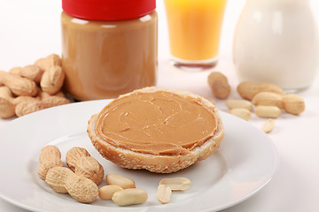 Image showing Bun with peanut butter