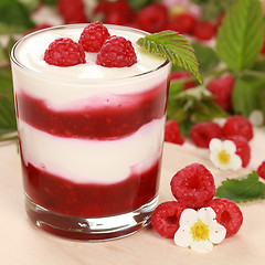 Image showing Yogurt with Raspberries