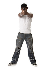 Image showing Young thug with a gun