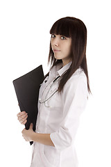 Image showing Young doctor girl on white