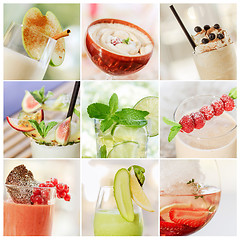 Image showing collage of fresh summer cocktails