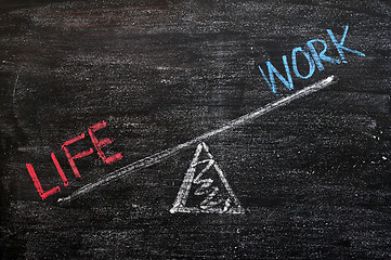 Image showing Balance of Life and work on a wooden blackboard