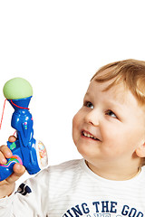 Image showing Portrait of the little boy with a toy pistol