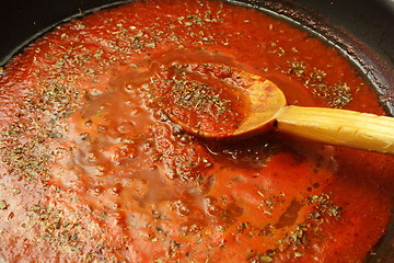 Image showing making pizza sauce