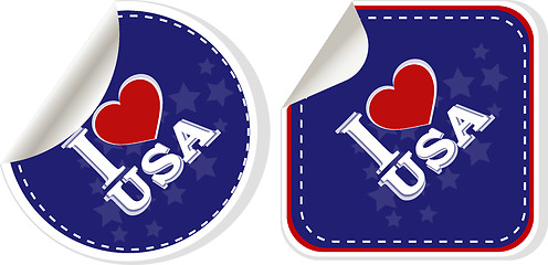 Image showing stickers set - i love USA. Vector illustration