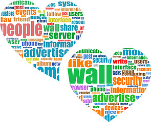 Image showing Social media marketing - word cloud in heart