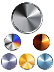 Image showing Metal Buttons. Silver, Gold, Copper