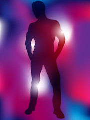 Image showing Sexy Boy Silhouette on Colorful Background