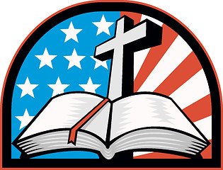 Image showing Bible With Cross American Stars Stripes