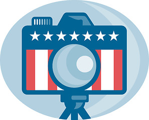Image showing American DSLR Camera Stars and Stripes Flag