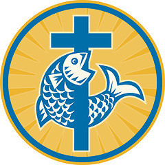 Image showing Fish Jumping With Cross Retro