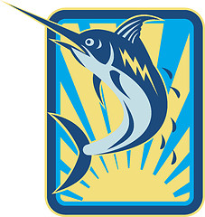 Image showing Blue Marlin Fish Jumping Retro