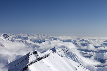 Image showing Snowy mountains in haze