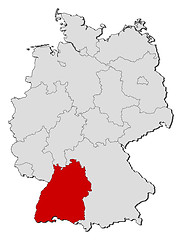 Image showing Map of Germany, Baden-Württemberg highlighted