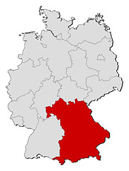 Image showing Map of Germany, Bavaria highlighted