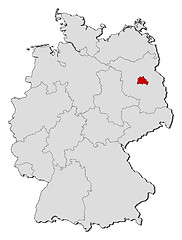 Image showing Map of Germany, Berlin highlighted