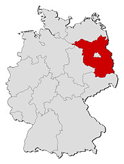 Image showing Map of Germany, Brandenburg highlighted