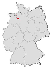 Image showing Map of Germany, Bremen highlighted