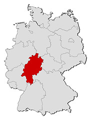 Image showing Map of Germany, Hesse highlighted