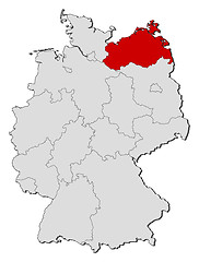Image showing Map of Germany, Mecklenburg-Vorpommern highlighted